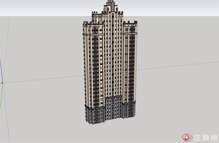 精品新古典高层住宅小区楼su模型及效果图