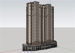 新古典风格商业高层住宅建筑SU(草图大师)模型