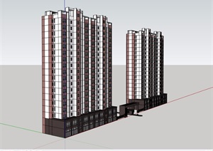 现代高层商铺住宅建筑楼设计SU(草图大师)模型