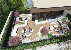 某办公楼景观设计 带屋顶花园  SU(草图大师)精细霸气模型酷帅