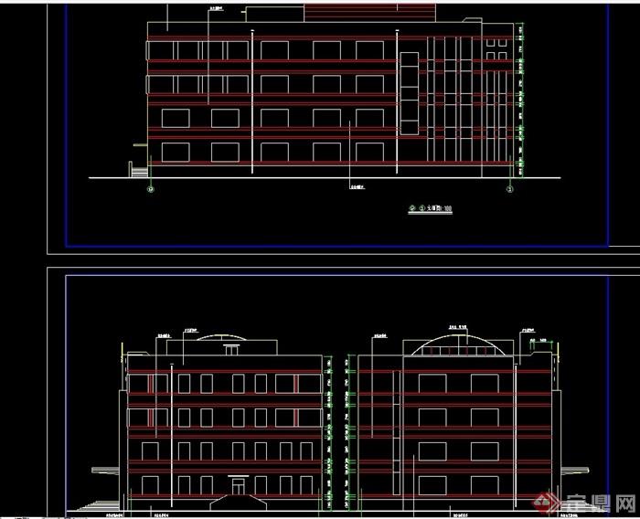 五层学校图书馆建筑设计cad方案含总平及详图
