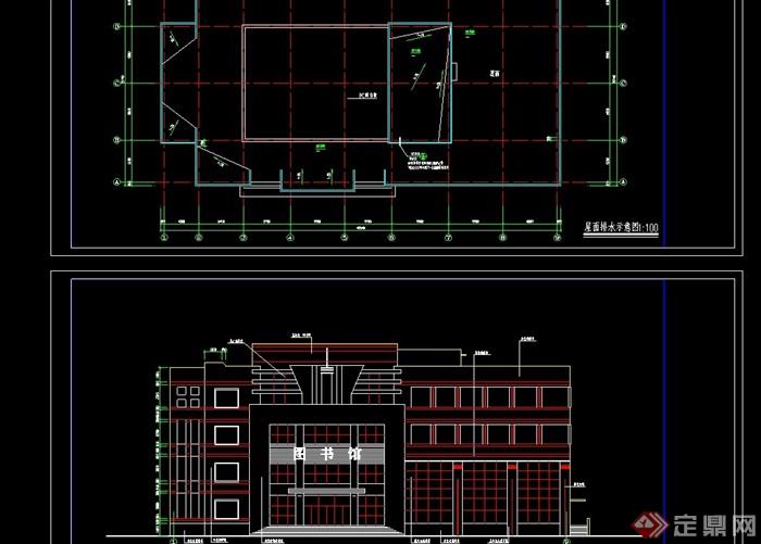 五层学校图书馆建筑设计cad方案含总平及详图