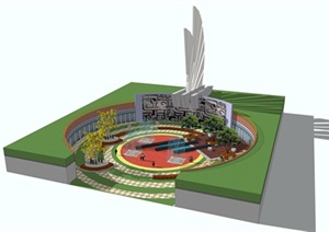 汉唐文化城市广场改造设计SU(草图大师)模型