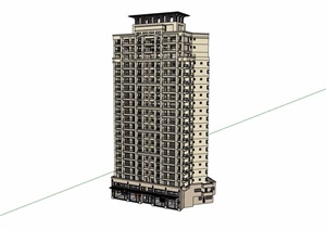 新古典风格详细商业住宅楼素材设计SU(草图大师)模型