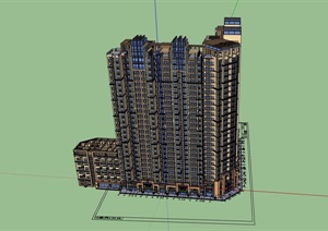 详细的底商高层住宅楼设计SU(草图大师)模型