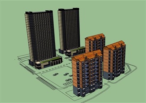 两种不同的住宅楼建筑设计SU(草图大师)模型