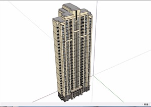 现代风格详细的高层居住建筑楼设计SU(草图大师)模型