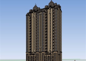 法式分别发发小高层拼接住宅楼设计SU(草图大师)模型