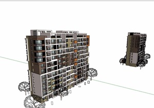 小高层现代住宅小区楼设计SU(草图大师)模型