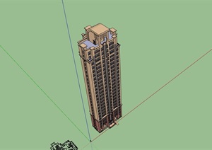 详细的现代居住小区高层建筑SU(草图大师)模型