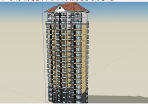 18层一梯三户住宅高层建筑楼SU(草图大师)模型