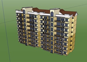 详细的欧式洋房住宅楼设计SU(草图大师)模型