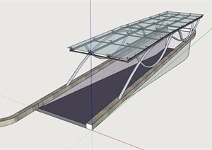 车库入口玻璃详细的廊架素材设计SU(草图大师)模型