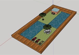 园林景观节点温泉泳池设计SU(草图大师)模型