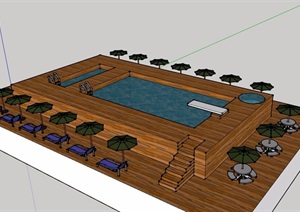 某详细的完整温泉泳池设计SU(草图大师)模型