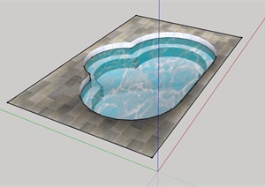详细的泳池素材设计SU(草图大师)模型