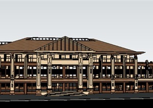 欧式风格多层会所建筑SU(草图大师)模型