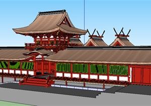 古典风格单层旅游建筑SU(草图大师)模型