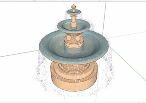 恒大欧式风格水钵素材设计SU(草图大师)模型