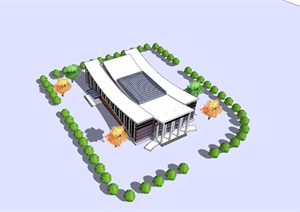小型剧院文化展馆设计SU(草图大师)模型