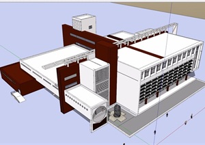 某现代学校多层图书馆详细设计SU(草图大师)模型