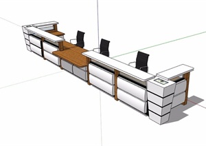 接待用服务台办公桌椅素材设计SU(草图大师)模型
