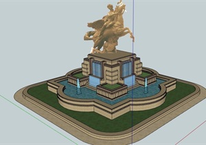 新古典风格雕塑水池设计SU(草图大师)模型