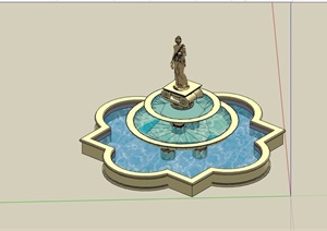 欧式详细的水池景观素材设计SU(草图大师)模型