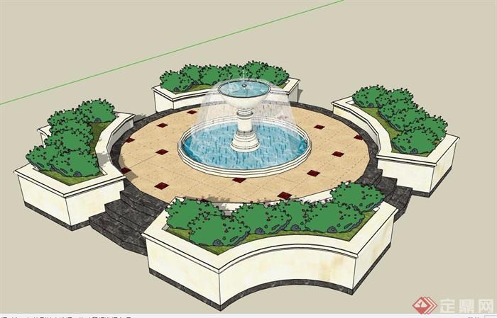 详细的整体完整水池设计su模型