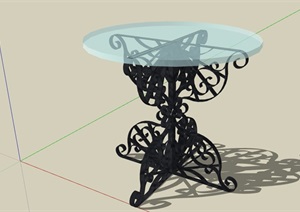 欧式独特详细的玻璃桌素材设计SU(草图大师)模型