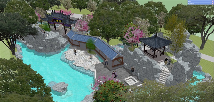 小型古典园林一池三山景观公园设计(10)
