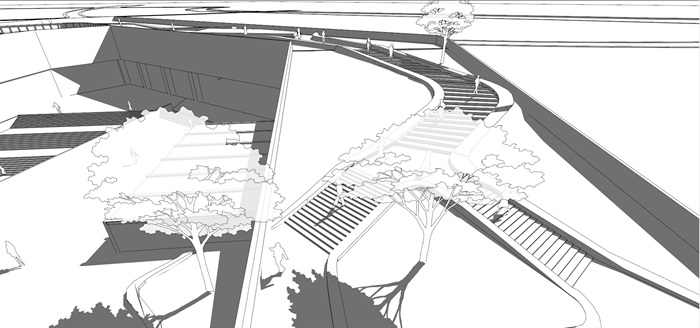现代创意折线型地景式上人屋面大平台文化展览馆博物馆文化展示中心(8)