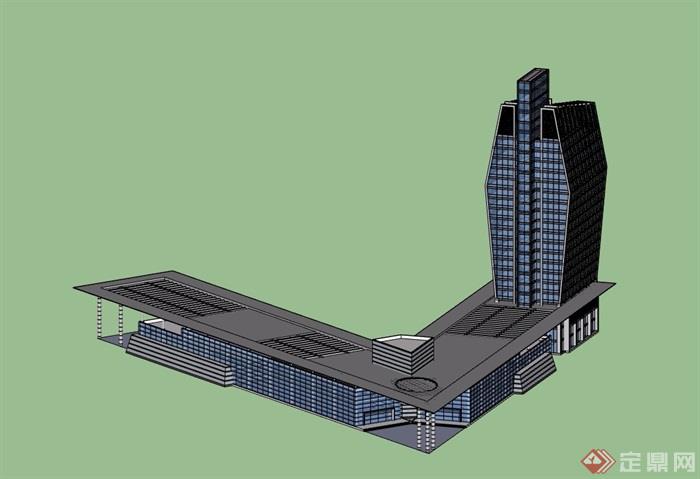 客运站现代独特建筑设计su模型
