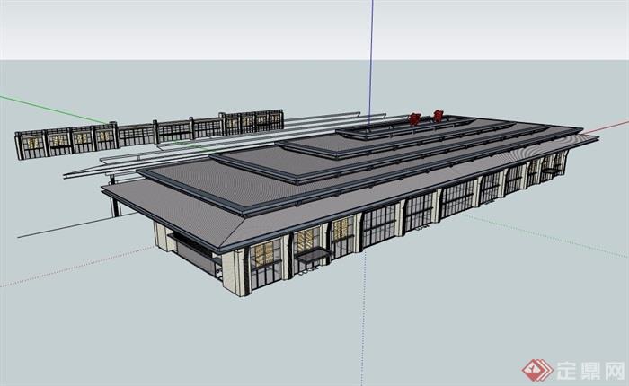 某详细的东站建筑设计su模型及cad方案