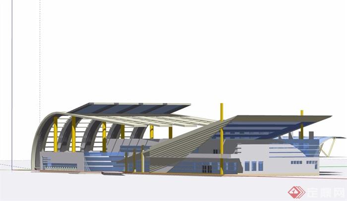 车站详细完整建筑设计su模型