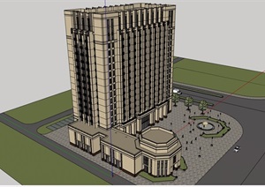 新古典酒店高层详细建筑设计SU(草图大师)模型