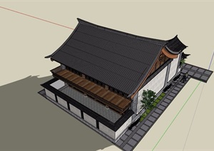 四开间院子别墅设计SU(草图大师)模型