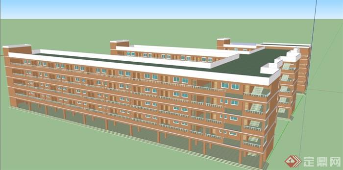 五层详细的教学楼详细建筑su模型