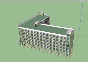 六层现代宿舍楼详细建筑设计SU(草图大师)模型