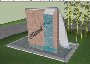 某详细的水池景观节点设计SU(草图大师)模型