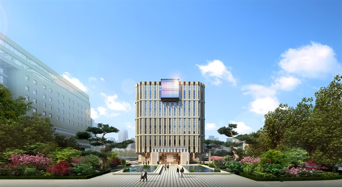 现代创意科技研发产业园创业园办公基地总部规划设计圆弧倒角办公楼(1)