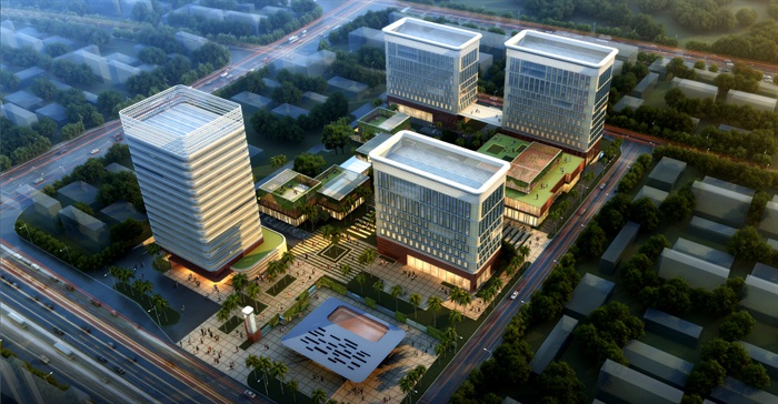 现代创意科技研发产业园创业园办公基地总部规划设计圆弧倒角办公楼(2)