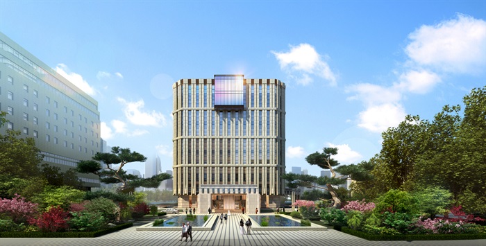 现代创意科技研发产业园创业园办公基地总部规划设计圆弧倒角办公楼(3)