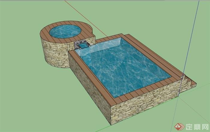 澡堂水池设计su模型