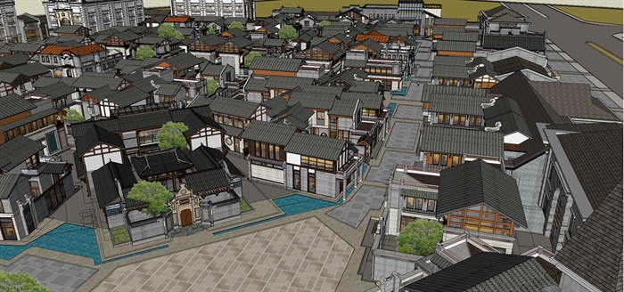 现代新中式仿古风情商业组团步行街文化旅游小镇规划(9)