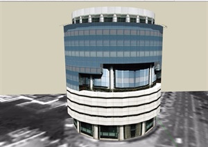 某现代圆形广场酒店设计SU(草图大师)模型