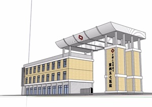 现代医院建筑大门素材SU(草图大师)模型