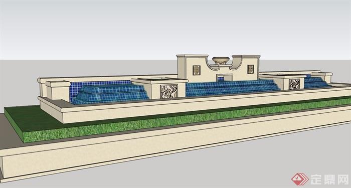 某欧式详细的整体水池素材设计su模型