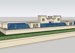 某欧式详细的整体水池素材设计SU(草图大师)模型