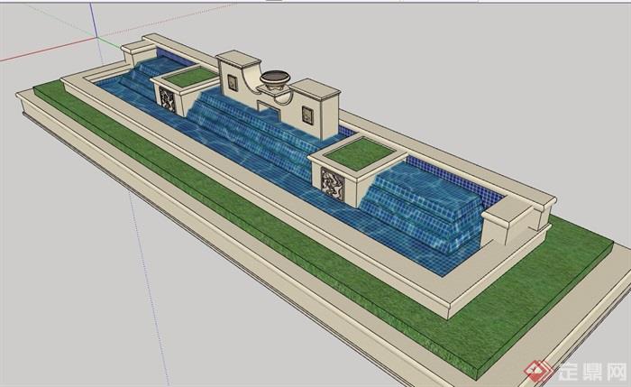 某欧式详细的整体水池素材设计su模型